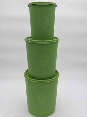Tupperware Retro Canister Set of 3 Lime Green